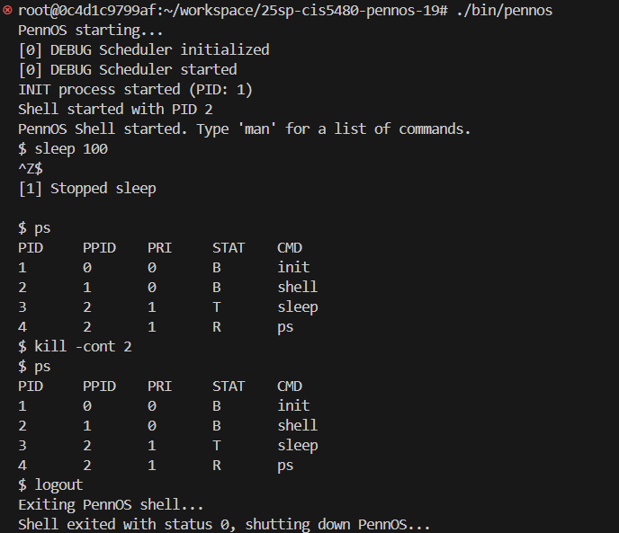 PennOS Operating System Screenshot