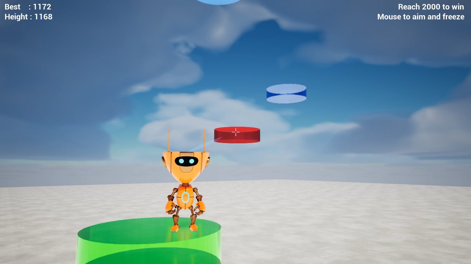 Stack-N-Climb gameplay: the robot aiming at falling disks
